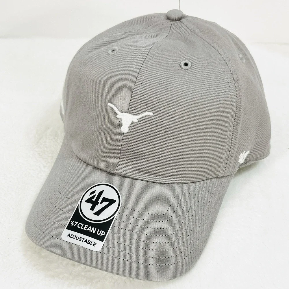 Texas Longhorns‎ '47 Brand Small Logo Clean Up Hat Cap Adjustable Gray NCAA